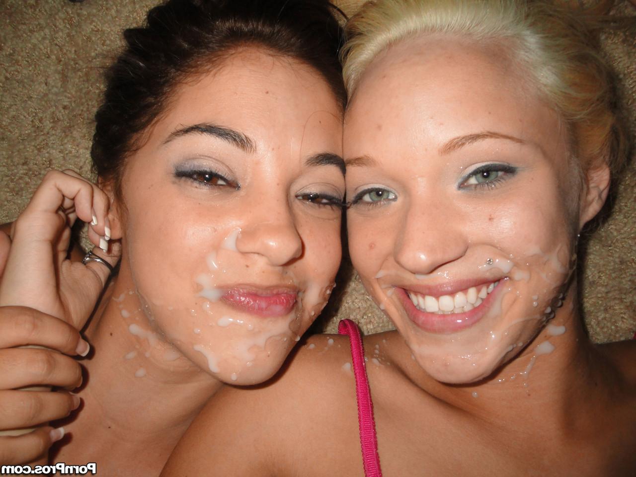 20P Dolls Teagan & Gigi get facialed at same time after sharing dick in 3some