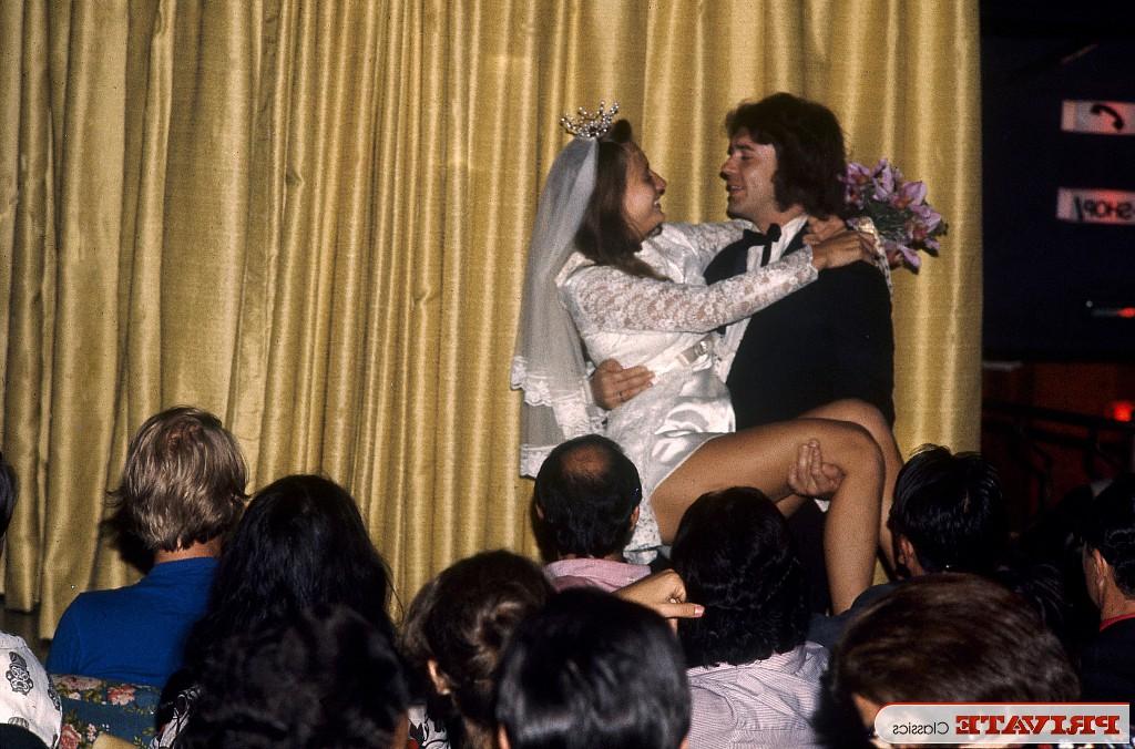13P New bride consents to bang on stage at the reception in vintage wedding porno