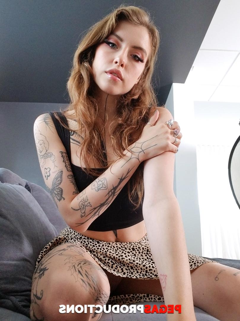 20P Inked teen Eden Ivy shows her body in sexy pink lingerie & teases her stepbro