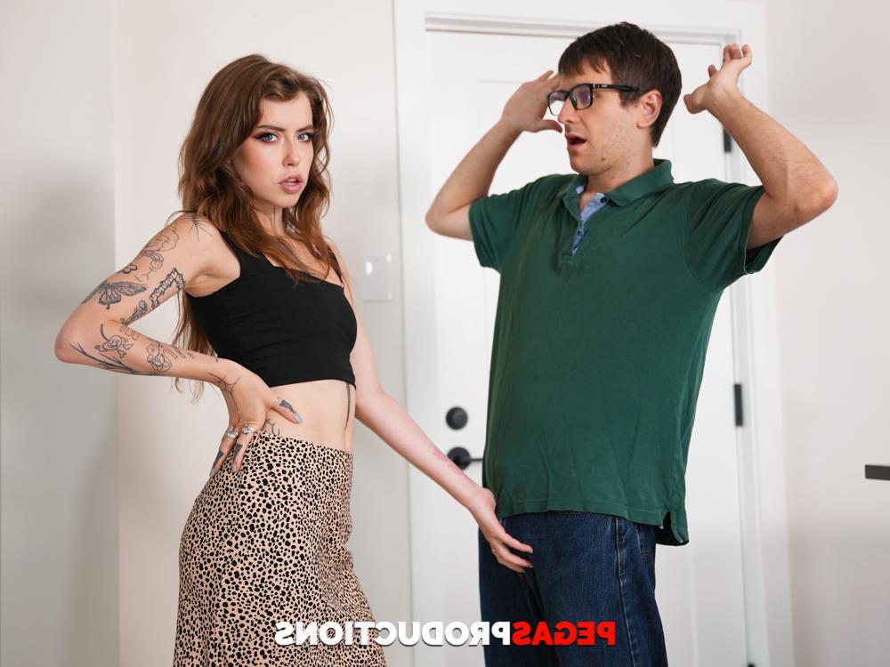 20P Inked teen Eden Ivy shows her body in sexy pink lingerie & teases her stepbro