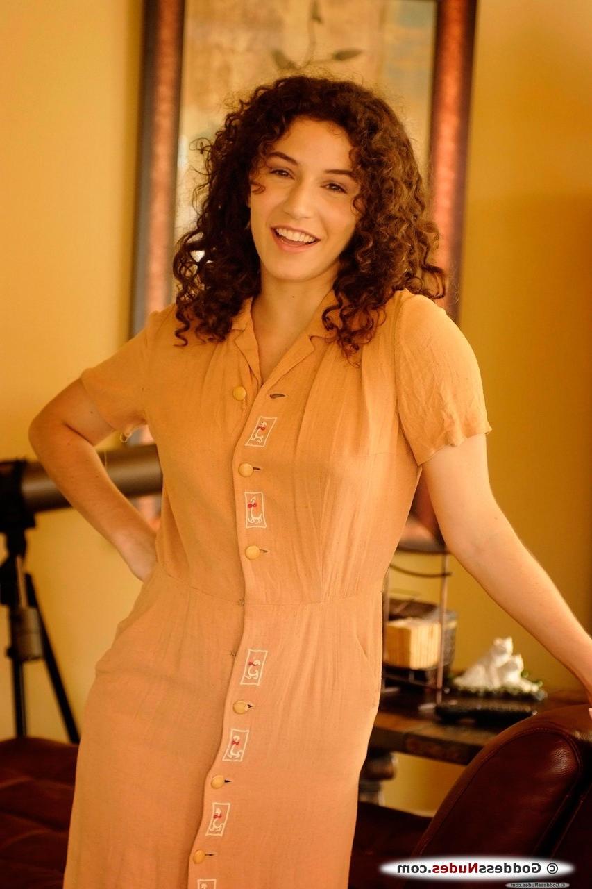 20P Gorgeous curly-haired babe Sativa shows off her lovely tits & her hairy pussy