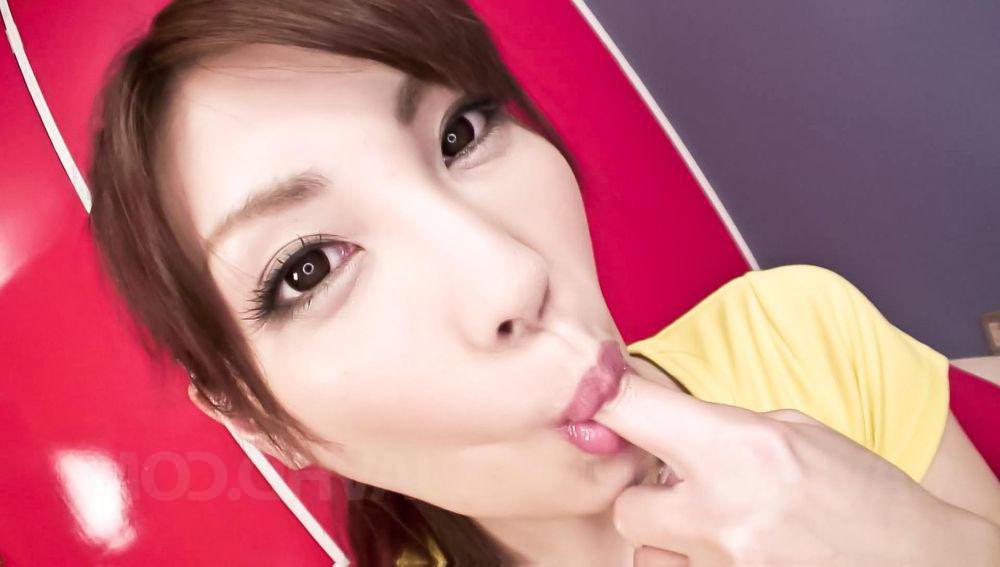 12P Pretty Japanese girl Kana Miura takes a small cock in her mouth while clothed