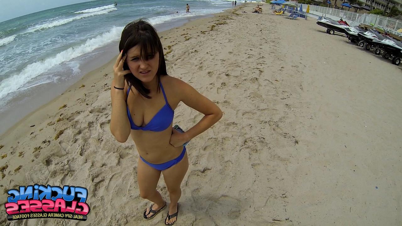 20P Petite brunette Olivia Olove gets picked up on the beach and fucked in POV