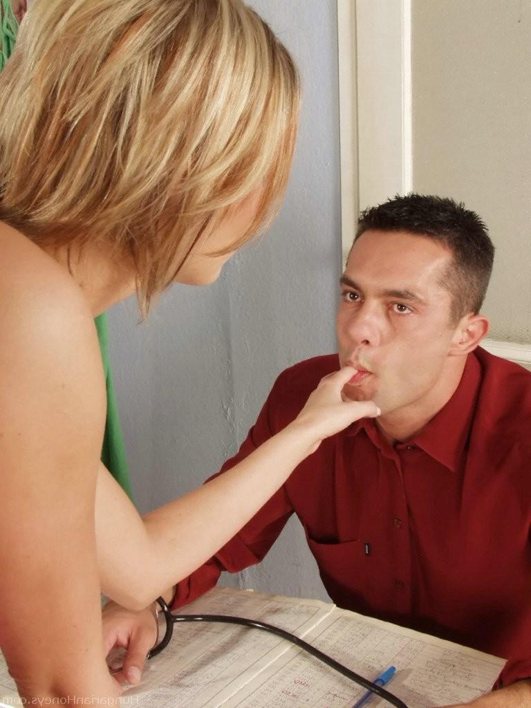 20P Blonde honey Sheridan gets her twat examined and stuffed by a doc