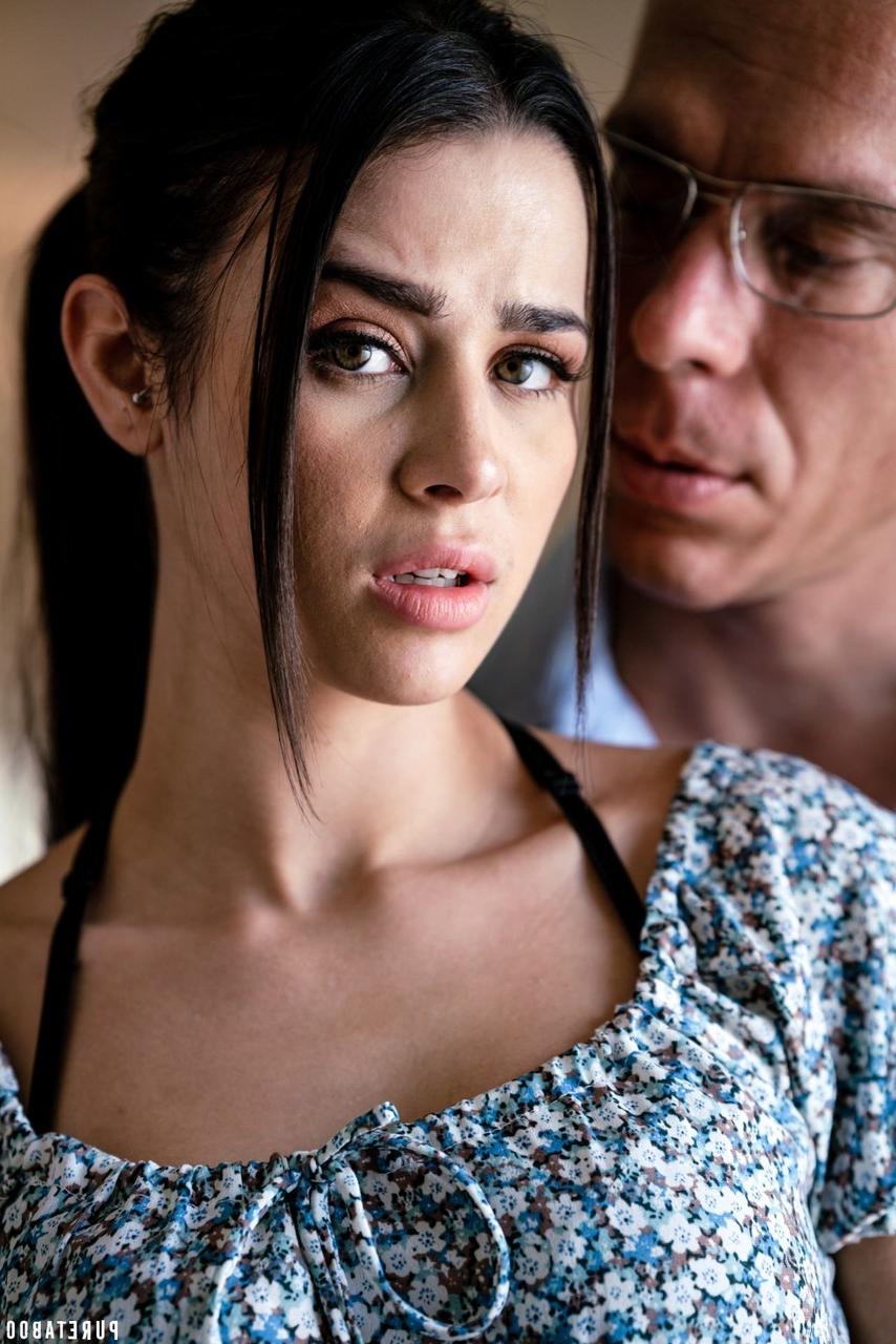 20P Dark haired teen Kylie Rocket kisses her long haired stepdad and gets rammed