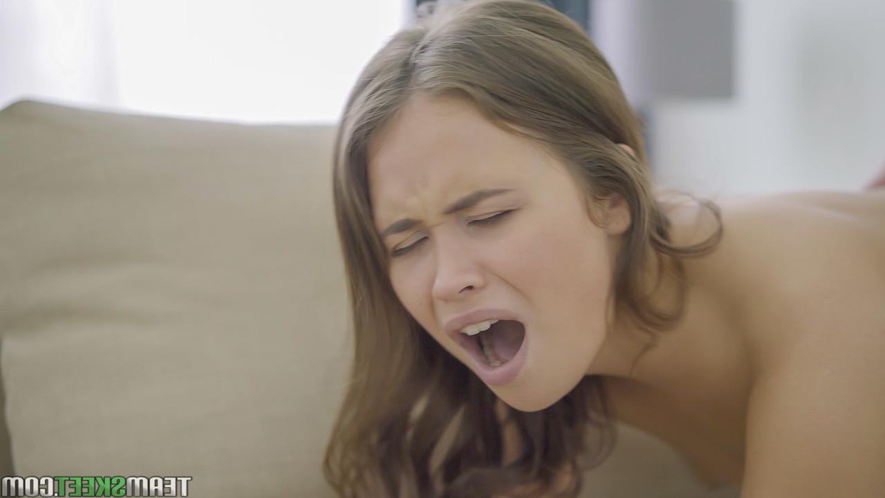 17P Perky breasted Erin seduces Jack & performs ass to mouth blowjob on the sofa