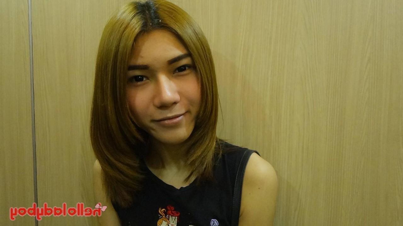 13P Shy Asian ladyboy May posing dressed up and butt naked in a solo