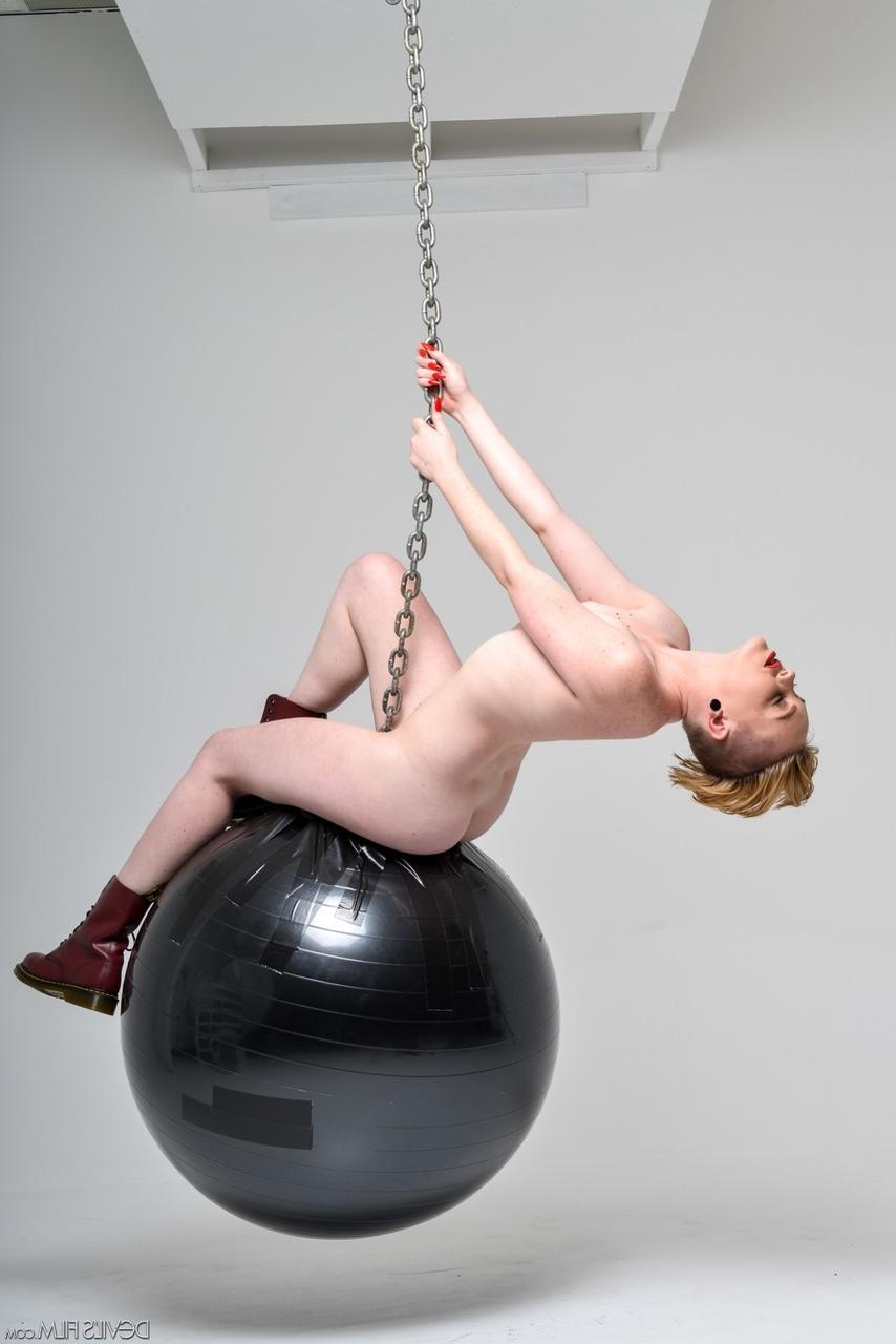 15P Seductive blonde doll with a cute ass Miley Mae rides a wrecking ball