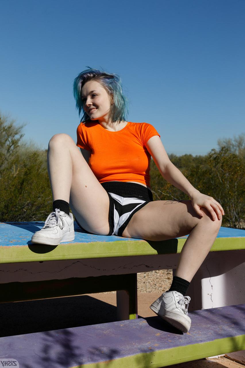 12P Sweet teen Vonnie Bean teases with her underboobs and big ass outdoors