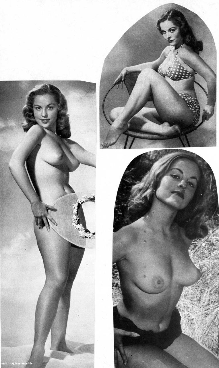 12P La hermosa morena Diane Webber desnuda su cuerpo caliente durante una sesión de fotos vintage