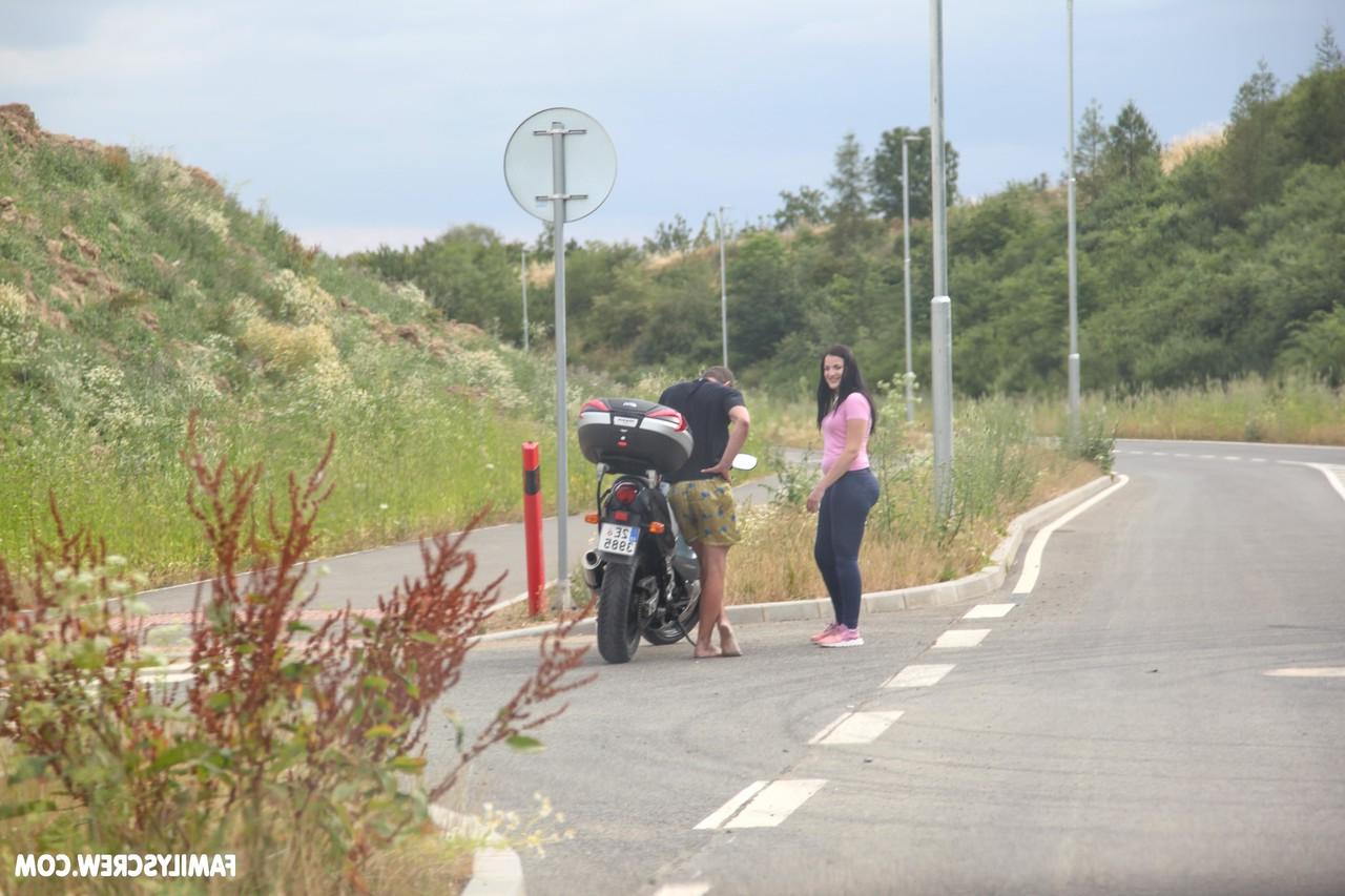 20P Naughty teen Kizzy Sixx gives an old man a blowjob & fucks him in public