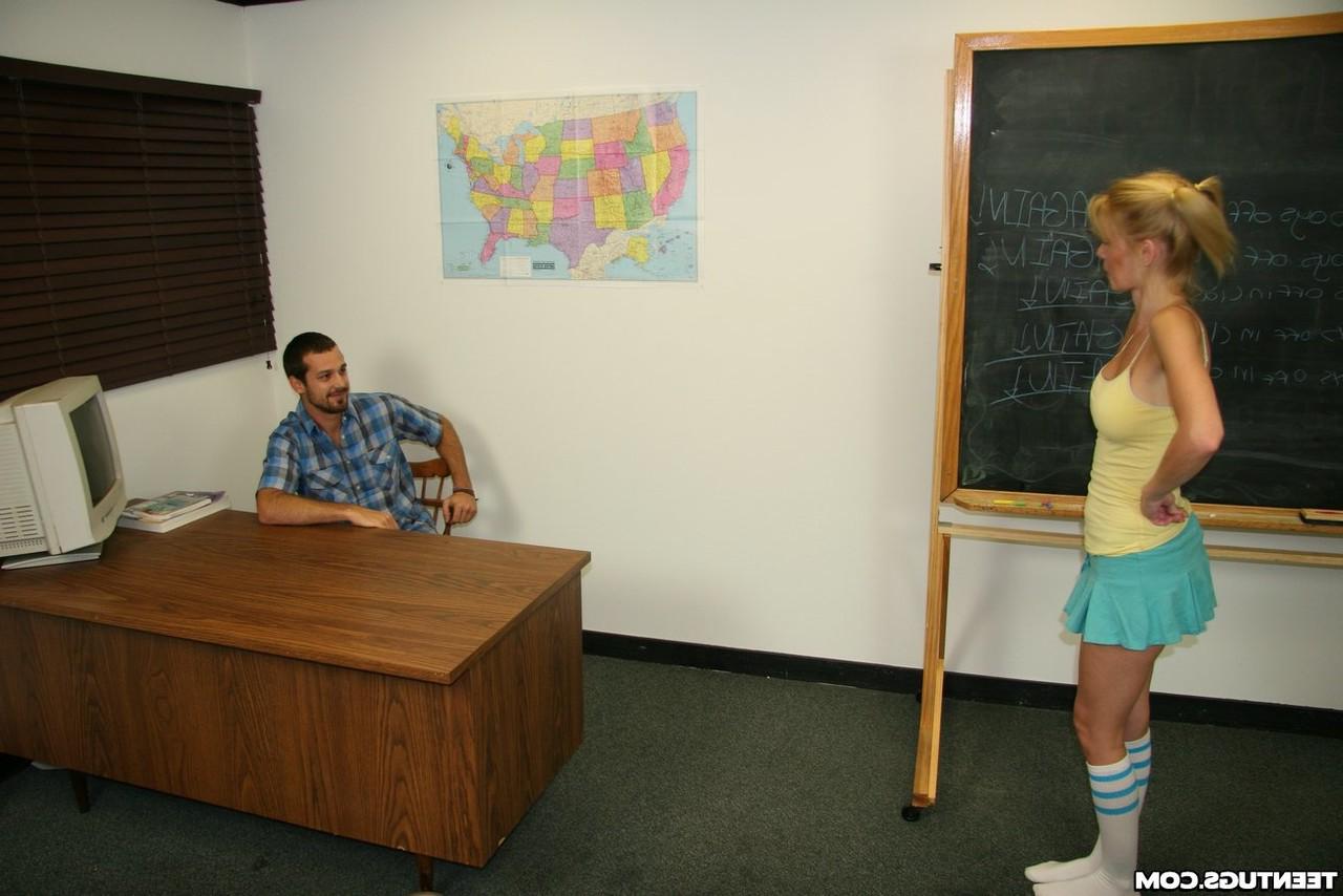 12P Charming teen Vanessa Vixen jerks on cock after going topless at chalkboard
