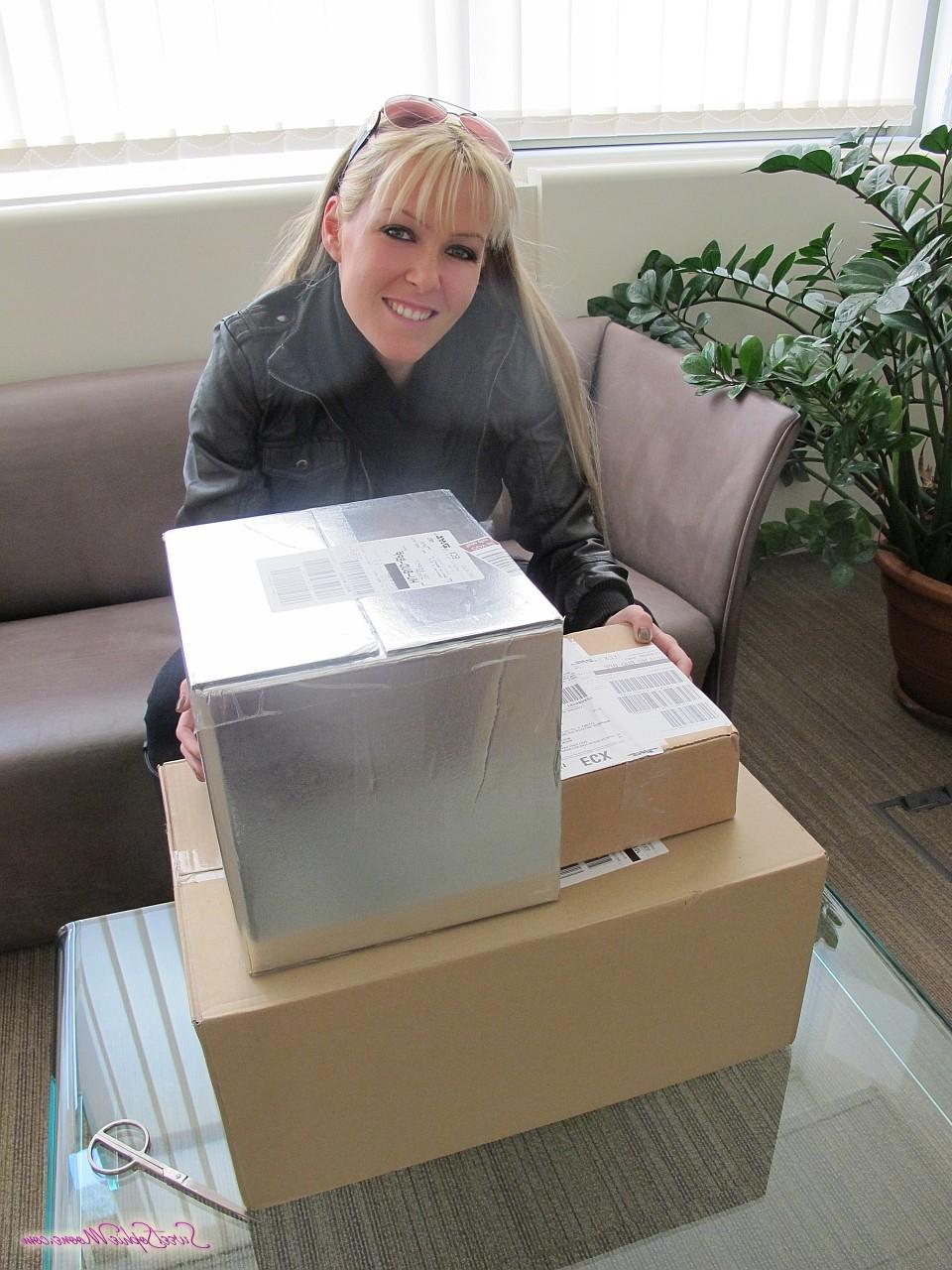 16P Hungarian MILF Sophie Moone unboxing presents she got from her fans