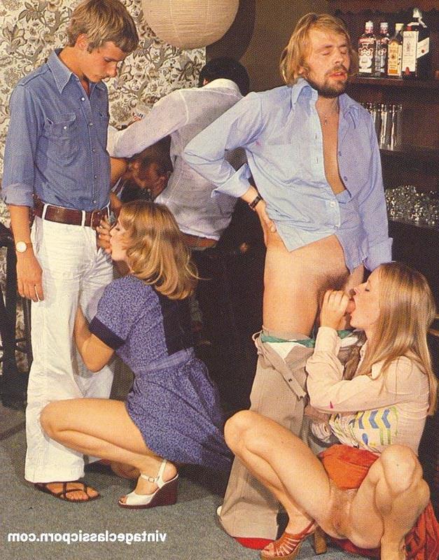 11P Teen nymphos spread their legs and share two stiff boners in vintage action