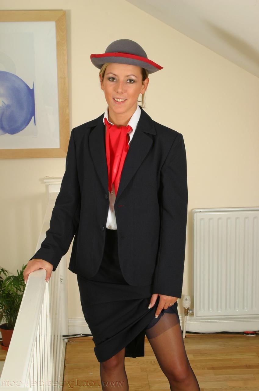 20P Hottie with a hat Sabrina removes her uniform and poses in seductive lingerie
