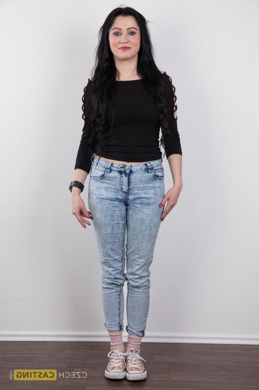 20P Dark haired amateur Sabina stands bare naked after removing sweater and jeans