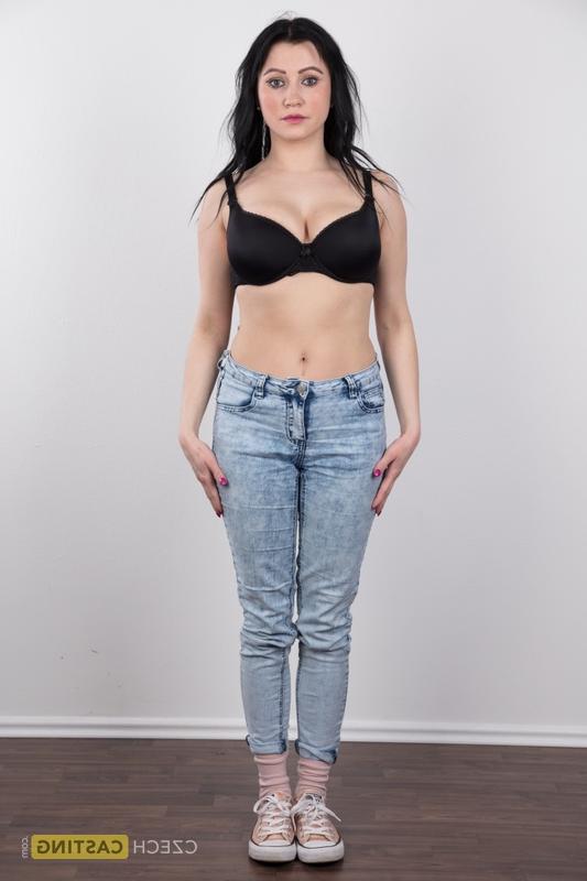 20P Dark haired amateur Sabina stands bare naked after removing sweater and jeans