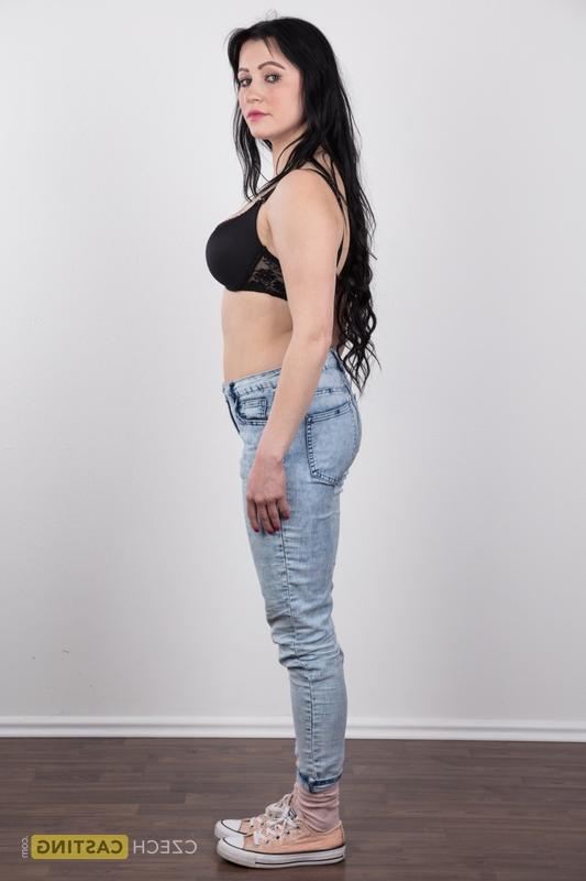 20P Dark haired amateur Sabina stands bare naked after removing sweater and jeans