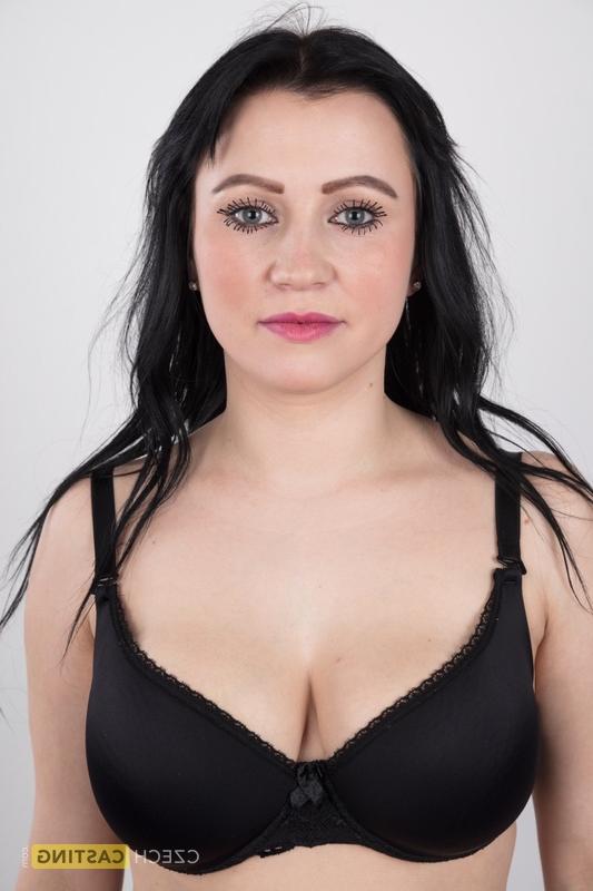 20P Dark haired amateur Sabina stands bare naked after removing sweater and jeans
