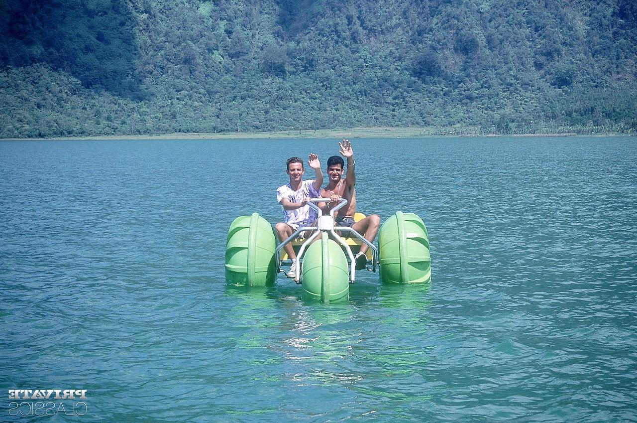 12P Busty blonde gets involved in a double penetration on top of a paddle boat
